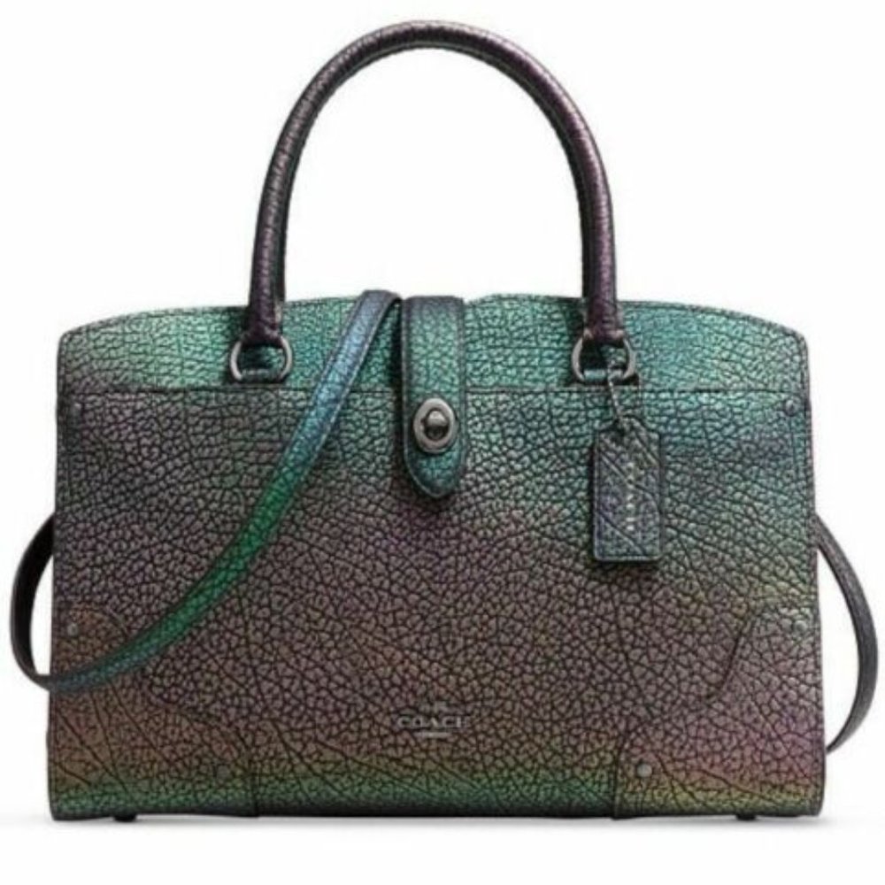RARE!!! 🦄LARGE🦄 COACH MERCER 30 HOLOGRAM OIL-SLICK MERMAID SATCHEL - Picture 2 of 14